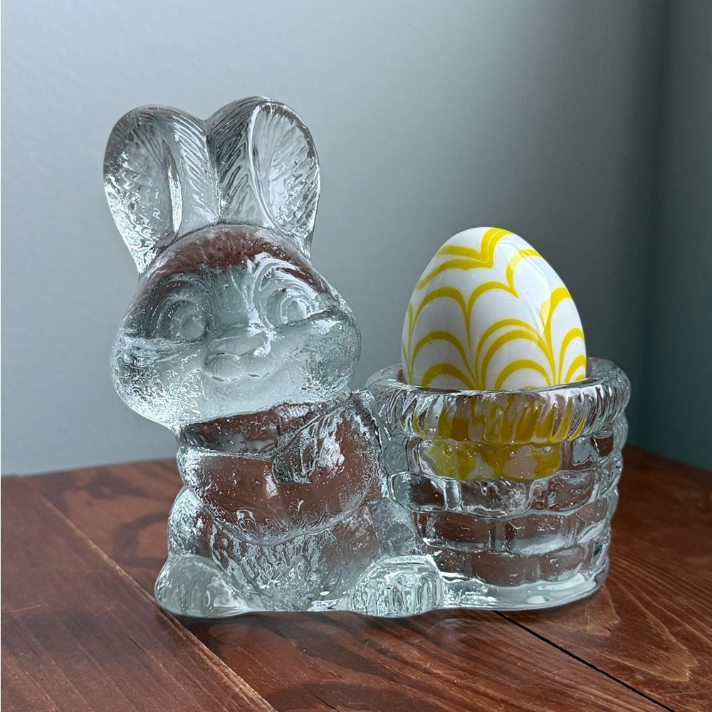 Vintage Anthropomorphic Easter Bunny Rabbit Candle Holder Goebel Crystal Glass